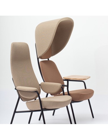 Fauteuil Epocc Lounge en tissu beige, vue latérale gauche – Epocc Lounge