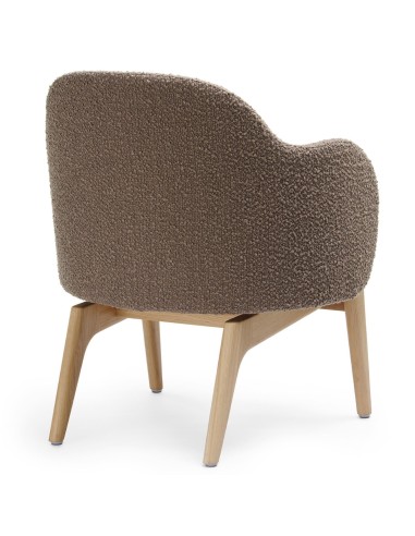 Fauteuil Flos Lounge en tissu marron uni avec pieds en bois clair, vue arrière – Flos Lounge