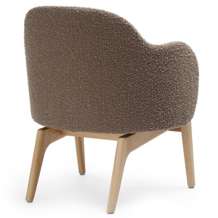 Fauteuil Flos Lounge en tissu marron uni avec pieds en bois clair, vue arrière – Flos Lounge