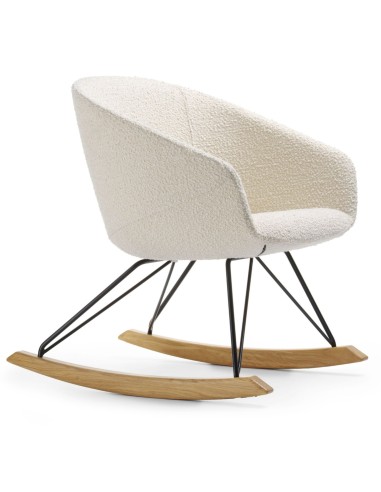 Fauteuil Ox:co blanc cassé avec piétement métal et base bois – Ox:co