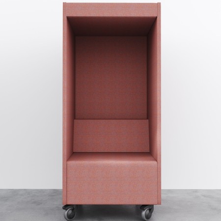 Cabine phonique Quadra rouge avec assise, vue de face – Quadra