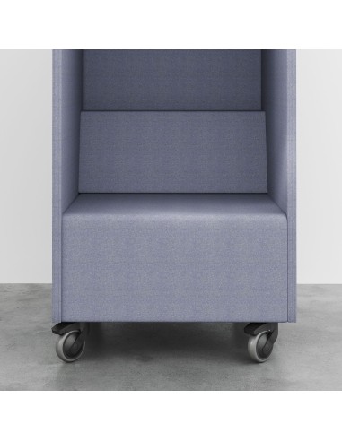 Cabine phonique Quadra grise avec roulettes, vue de face – Quadra