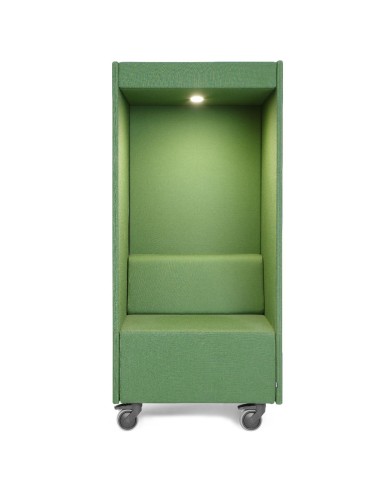 Cabine phonique Quadra verte avec assise et lumière LED – Quadra