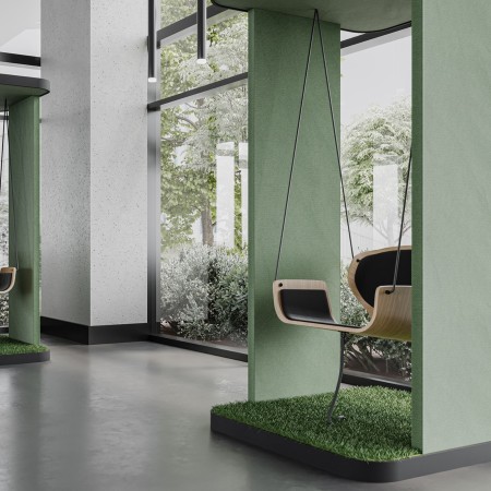 Personne utilisant un Social Swing Single vert dans un espace de travail – Social Swing Single