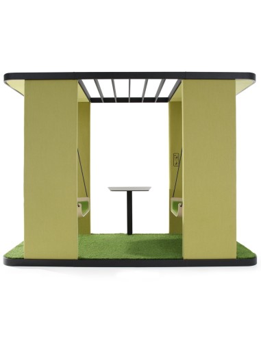 Social Swing vert avec deux assises suspendues, vue de face – Social Swing