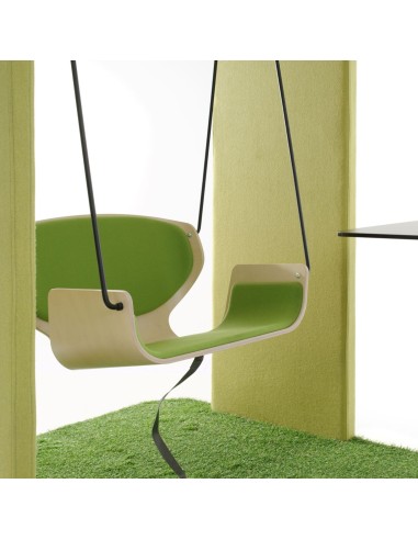 Vue rapprochée des deux assises suspendues du Social Swing vert – Social Swing
