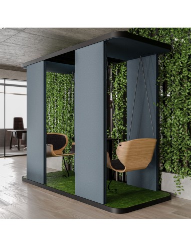 Social Swing vert installé sur une terrasse extérieure – Social Swing