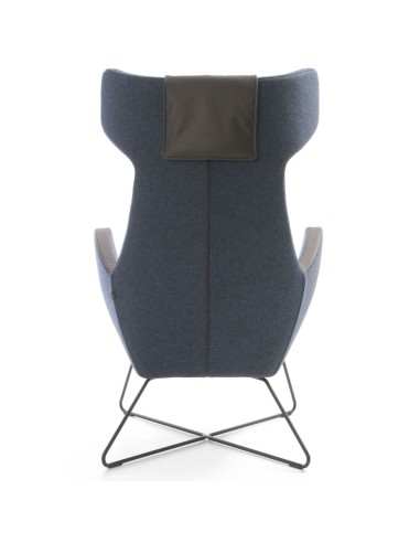 Fauteuil Umm bleu sur piètement métal, vue arrière – Umm