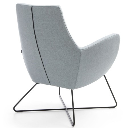 Fauteuil Umm gris clair sur piètement métal, vue arrière – Umm