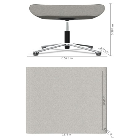 Dimensions du repose-pieds Umm, vues face et profil – Umm