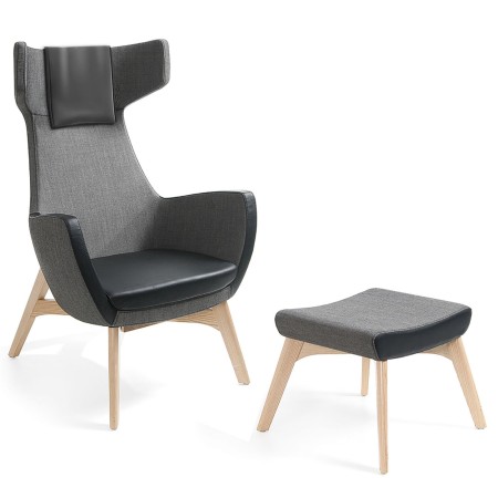 Repose-pieds Umm bois et tissu gris – Umm 2