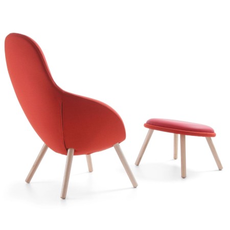 Vieni rouge avec repose-pieds assorti – Vieni