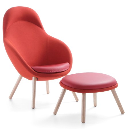 Duo Vieni rouge et repose-pieds bois – Vieni