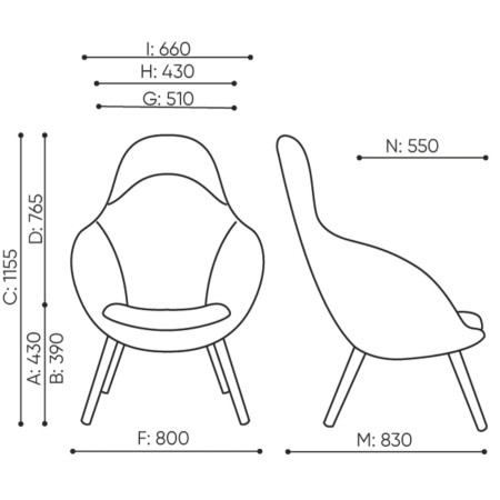 Plan technique du fauteuil Vieni avec repose-pieds – Vieni