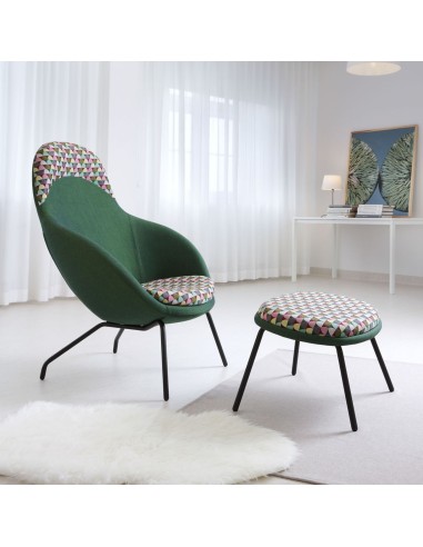 Fauteuil Vieni vert avec repose-pieds assorti – Vieni