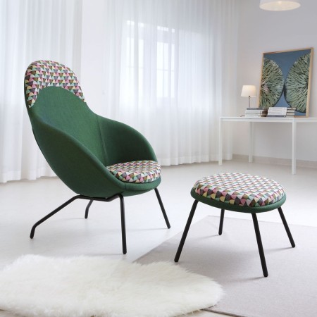 Fauteuil Vieni vert avec repose-pieds assorti – Vieni