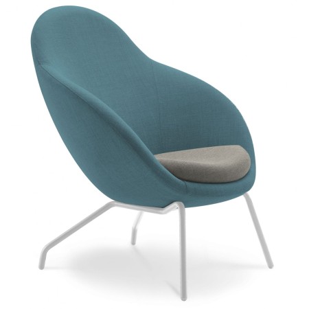 Fauteuil Vieni bleu avec piètement métal fin – Vieni