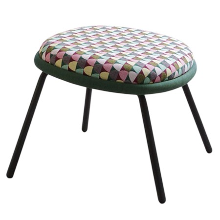 Repose-pieds Vieni tissu graphique, piètement métal noir – Vieni