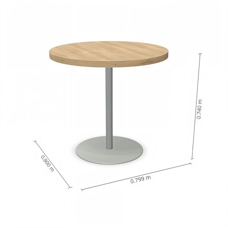 Dimensions table rond plateau en bois clair et piétement en aluminium
