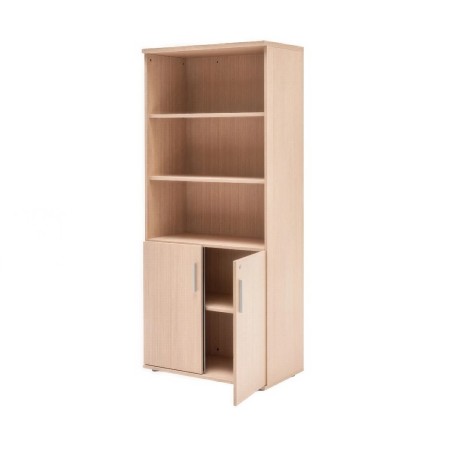 Armoire bibliothèque avec portes battantes sur la partie inférieure