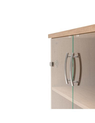 Détail des poignées de l'armoire en aluminium