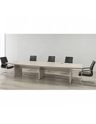 Table de conférence avec sièges visiteurs noirs et piétements en métal