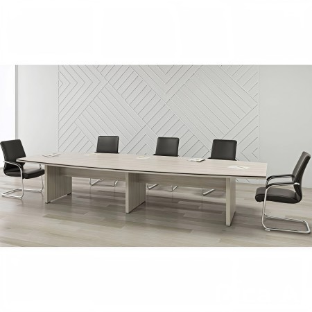 Table de conférence avec sièges visiteurs noirs et piétements en métal