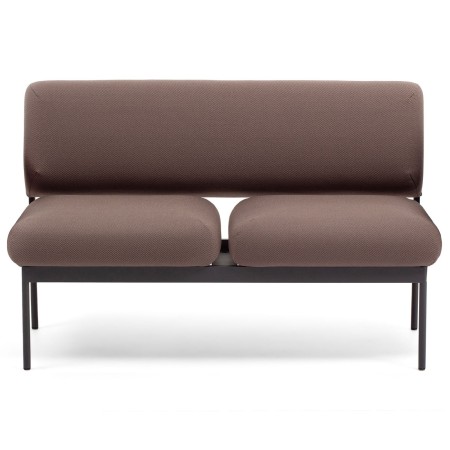 Banquette Fora Care deux places en cuir brun, vue de face – Fora Care