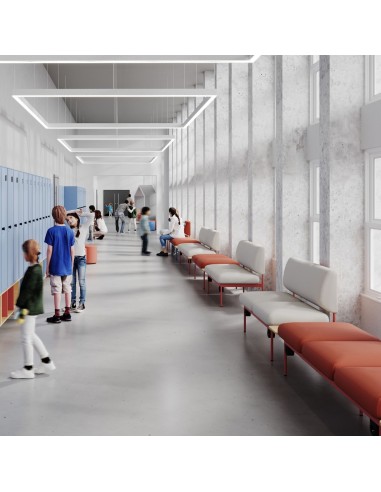 Banquette Fora Care installée dans un couloir d’hôpital moderne – Fora Care