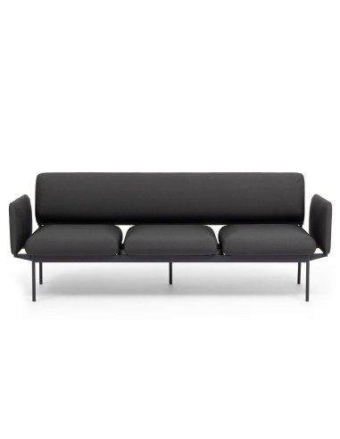 Banquette Fora Care noire trois places, assise rembourrée confortable – Fora Care