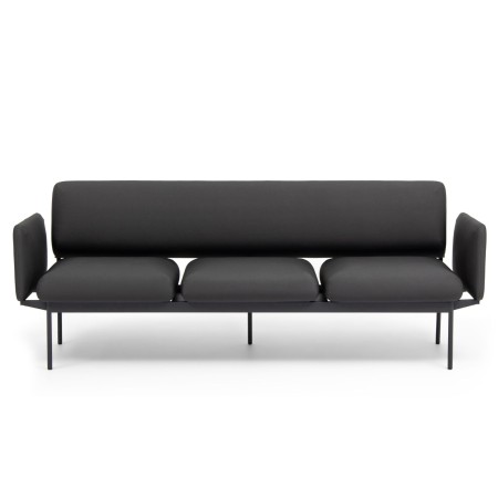 Banquette Fora Care noire trois places, assise rembourrée confortable – Fora Care
