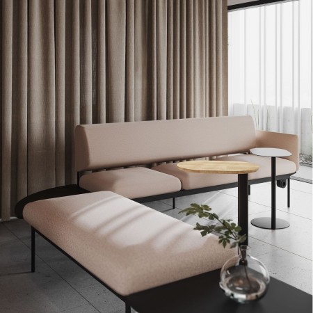 Banquette Fora Care en tissu beige avec tablette intégrée – Fora Care