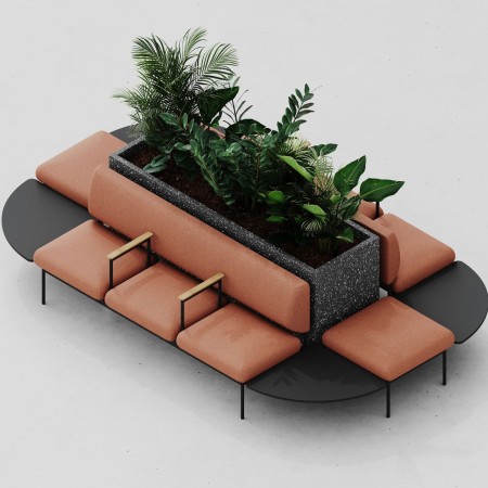 Banquette Fora Care noire, vue latérale avec accoudoir – Fora Care 2