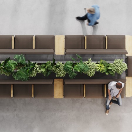 Banquette Fora Care en espace lounge avec table basse – Fora Care