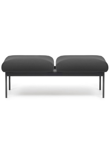 Banquette Fora Care deux places en cuir noir, vue de face – Fora Care