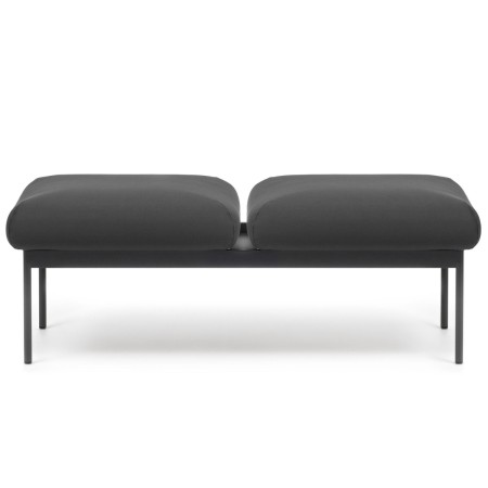 Banquette Fora Care deux places en cuir noir, vue de face – Fora Care