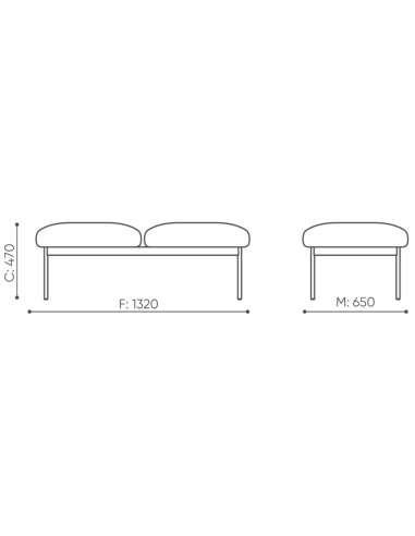 Dimensions de la banquette Fora Care deux places – Fora Care