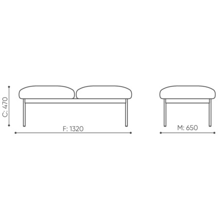 Dimensions de la banquette Fora Care deux places – Fora Care