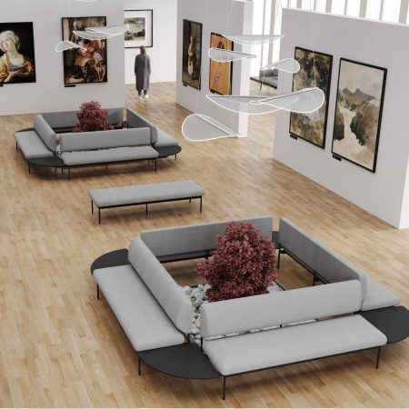 Canapé Fora Care droit avec dossier partiel, revêtement gris – Fora Care 2