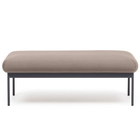 Vue avant d’une banquette minimaliste tapissée beige – Fora Care