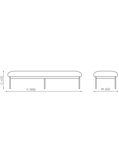 Dimensions de la banquette rectangulaire simple – Fora Care