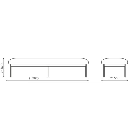 Dimensions de la banquette rectangulaire simple – Fora Care