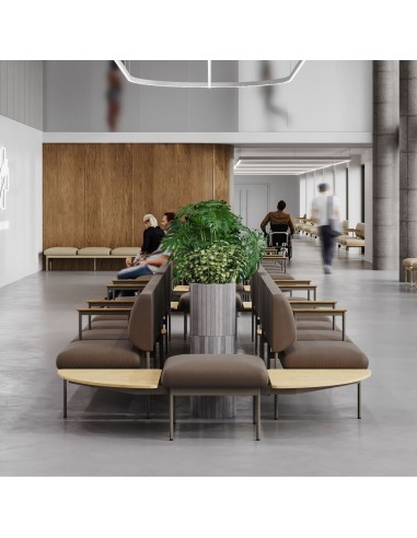 Banquettes modulaires disposées en espace lounge – Fora Care