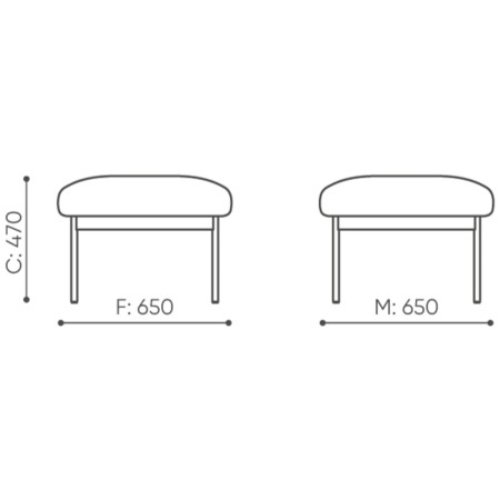 Schéma technique avec dimensions de la banquette – Fora Care