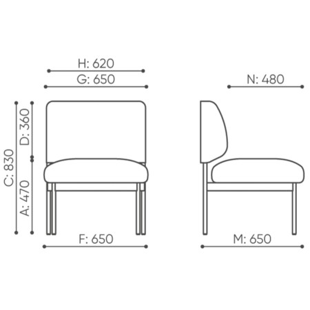 Schéma technique avec mesures précises du fauteuil – Fora Care