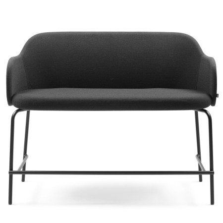 Banc noir élégant, assise capitonnée et structure métallique – Flos