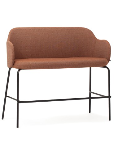 Vue avant du banc en tissu brun clair avec piètement noir – Flos