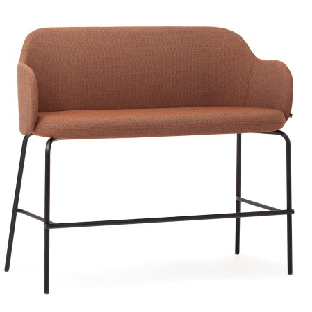 Vue avant du banc en tissu brun clair avec piètement noir – Flos