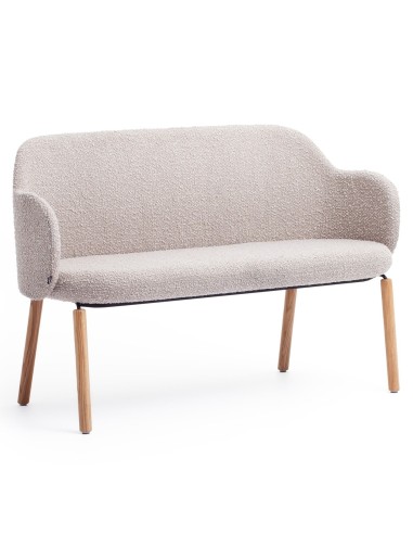 Vue latérale du banc Flos beige aux lignes arrondies - Flos