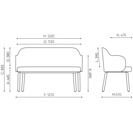 Dimensions du banc Flos avec mesures précises - Flos